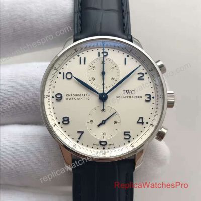 Swiss Replica IWC Portugieser Chronograph Watch SS White Dial IW371446